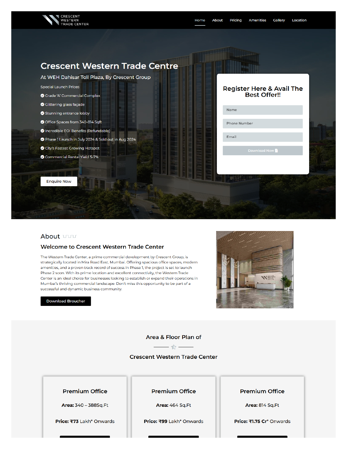 Crescent Western Trade Centre - Commercial Real Estate website by Zinetics