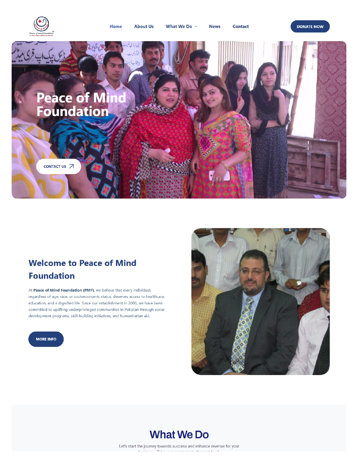 Peace of Mind Foundation - Non-Profit website by Zinetics