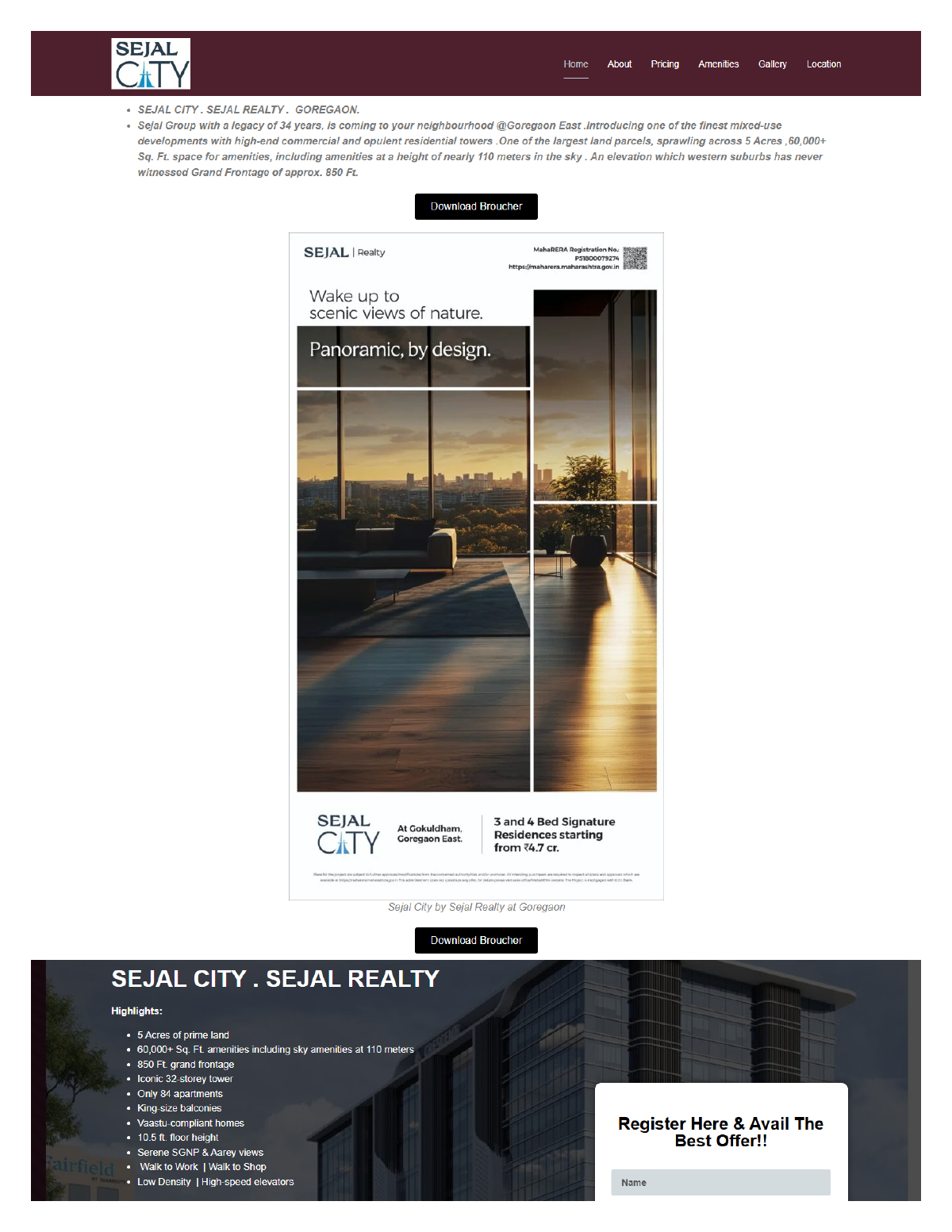 Sejal City - Real Estate website by Zinetics